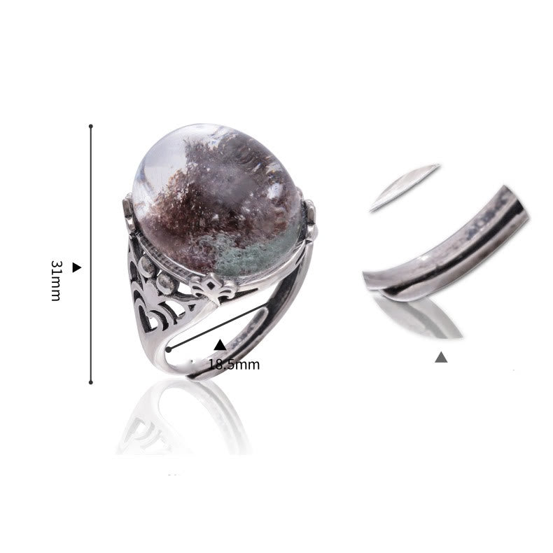 Anello in argento sterling con ragno in quarzo fantasma verde Olivenorma