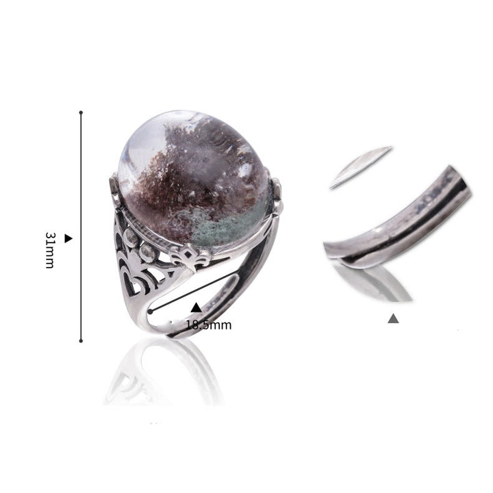 Anello in argento sterling con ragno in quarzo fantasma verde Olivenorma