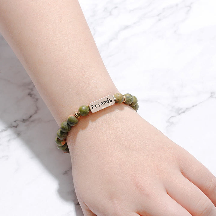 Olivenorma Natural Gemstone Best Friend Forever Set di 3 bracciali con incisione