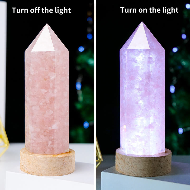Lampada in cristallo di quarzo rosa naturale dei chakra Olivenorma