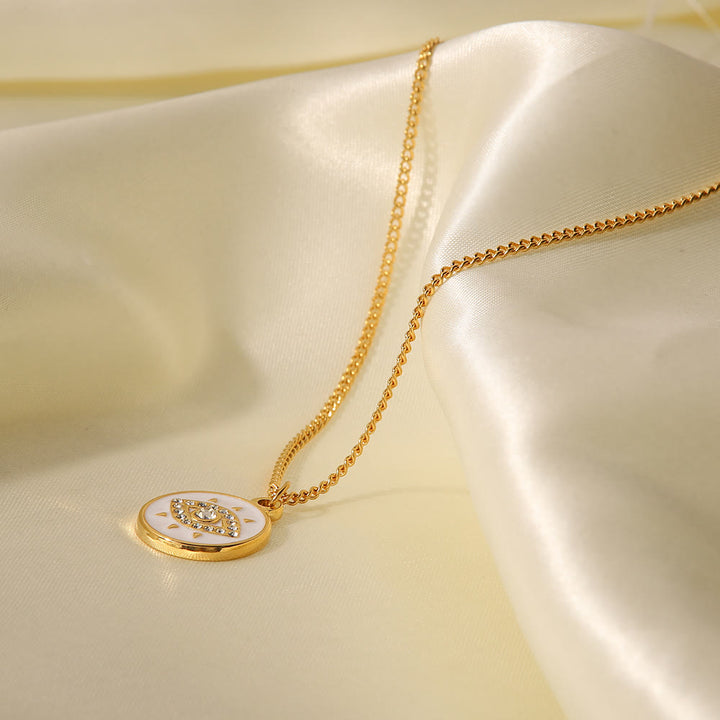 Collana con ciondolo con occhio maligno in zircone bianco Olivenorma 
