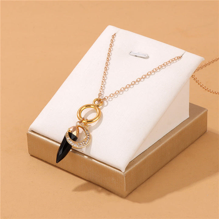 Collana con ciondolo a forma di luna con zirconi e cristalli di competizione Olivenorma
