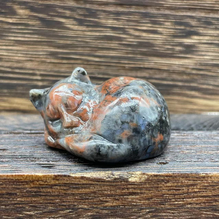 Olivenorma 4cm Decorazione in pietra preziosa di cristallo naturale a forma di gatto - Anfibolo rosso - image 31