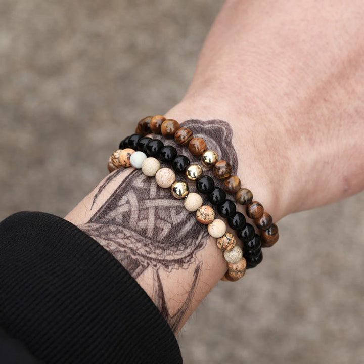 Olivenorma 6mm Onice e Occhio di Tigre Pietra Accessori Bracciale Perline