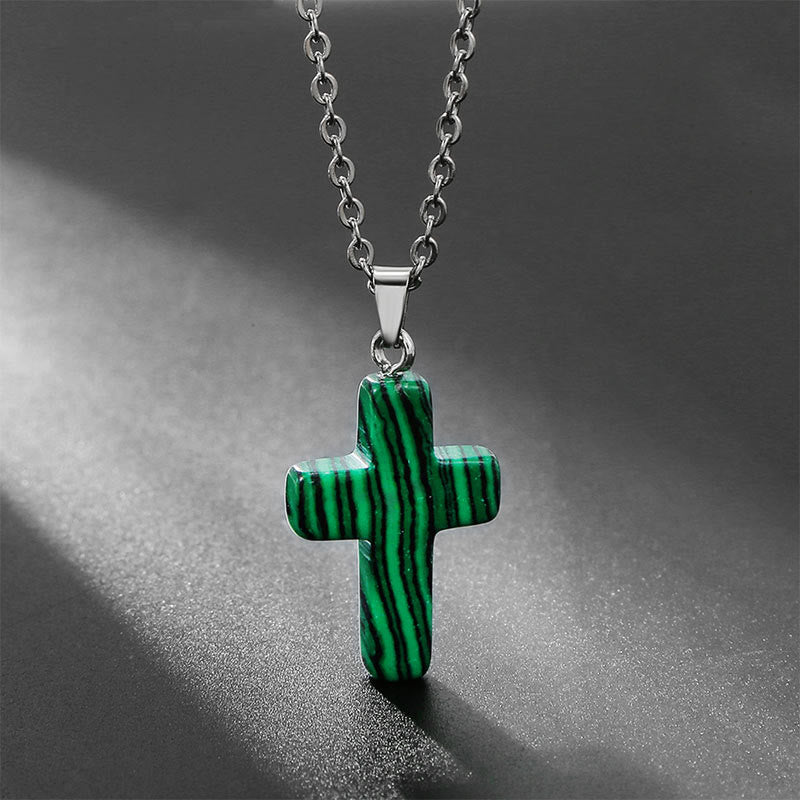 Collana con croce in pietra naturale Olivenorma 