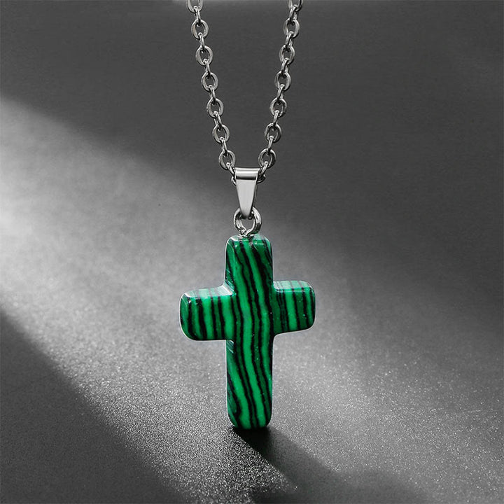 Collana con croce in pietra naturale Olivenorma 