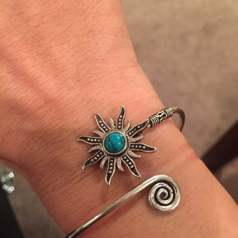 Bracciale creativo retrò con girasole turchese