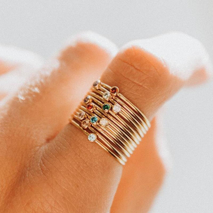 Olivenorma Birthstone Anello sottile per la nascita di 12 mesi