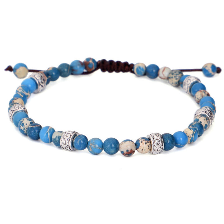 Bracciale intrecciato con perline in pietra imperiale multicolore naturale Olivenorma 