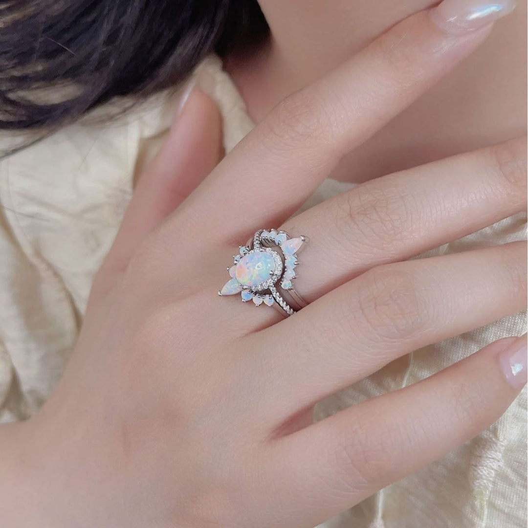 Anello multistrato Olivenorma in argento Sterling S925 con opale ovale 