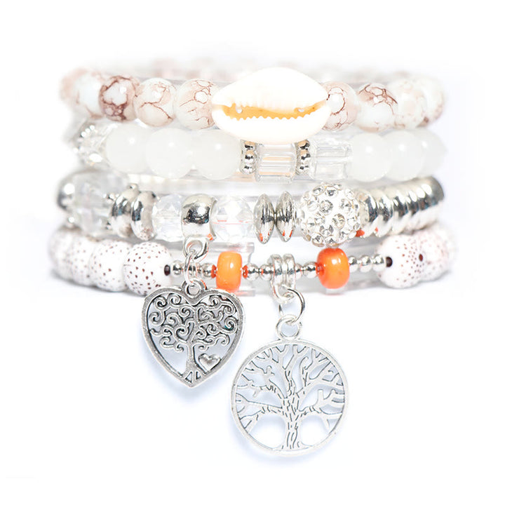 Olivenorma Albero della vita Cuore Ciondolo Braccialetto di perline Set 