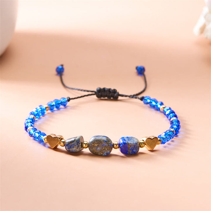 Olivenorma Bracciale intrecciato con perline di ghiaia naturale irregolare Love