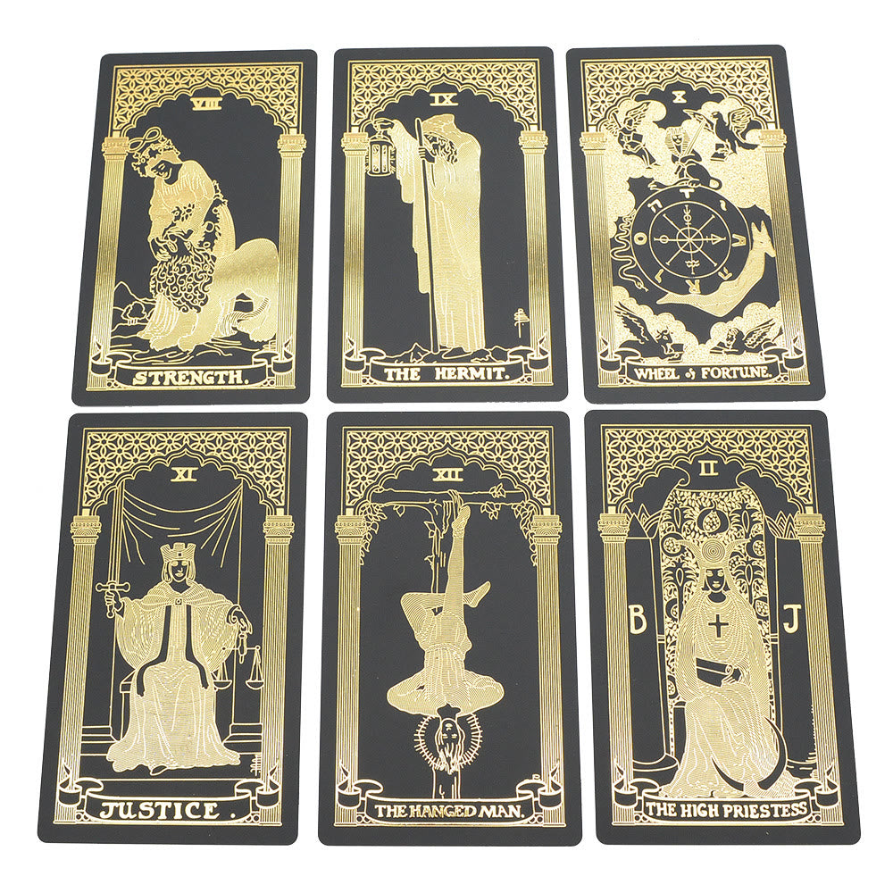 Olivenorma Bronzing Black Gold Foil Tarot Deck Carte