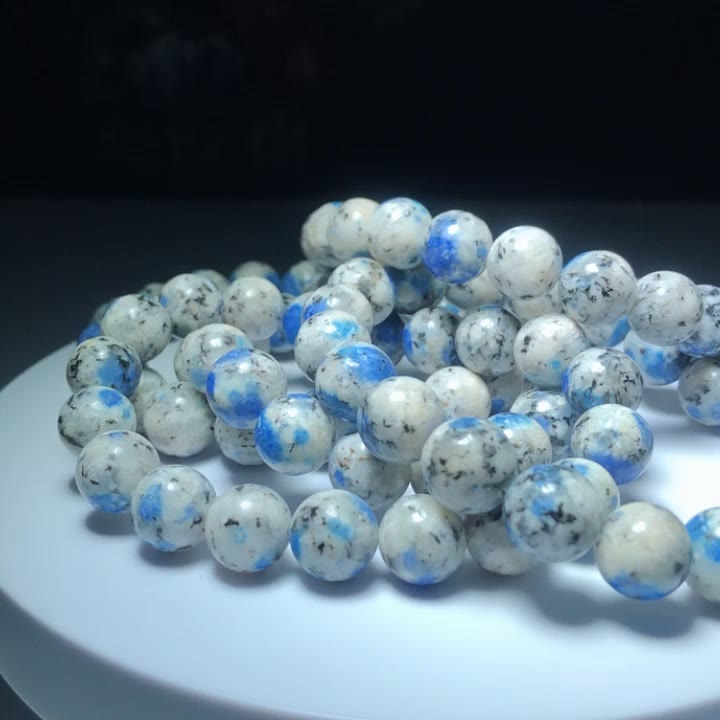 Bracciale di pietra energetica con perline di azzurrite naturale Olivenorma da 11 mm