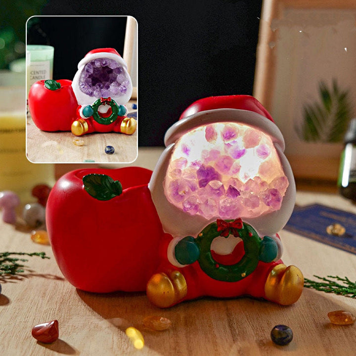 Olivenorma Ghiaia di cristallo Luce notturna di Natale Decorazione per la casa con pietre preziose - Ametista e Babbo Natale - image 4