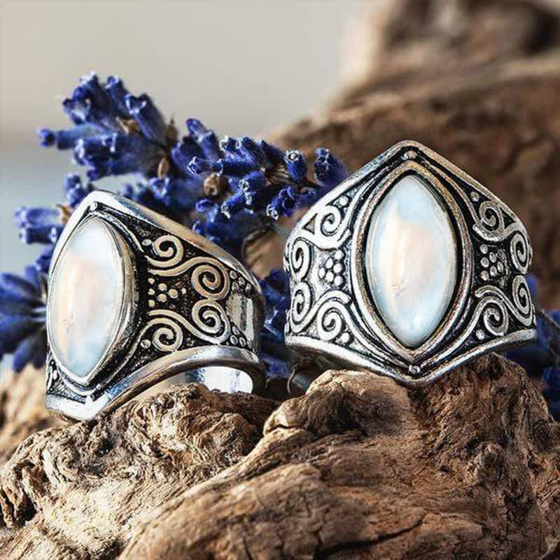 Anello di protezione curativa in pietra di luna Olivenorma