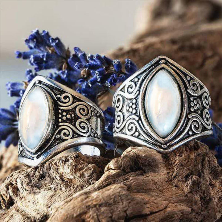 Anello di protezione curativa in pietra di luna Olivenorma