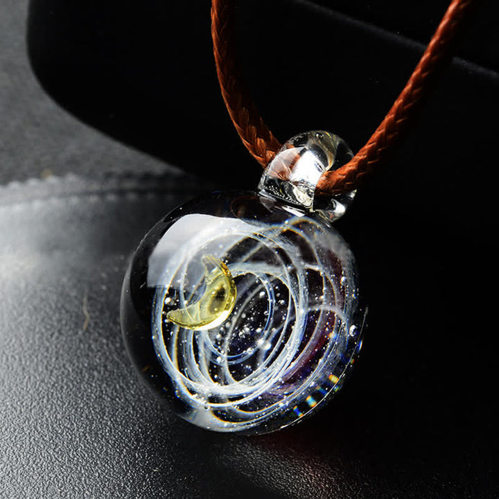 Collana in vetro con cielo stellato cosmico Olivenorma