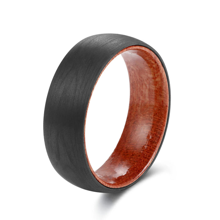 Olivenorma 8mm Anello in legno di barile di whisky in carburo di tungsteno nero