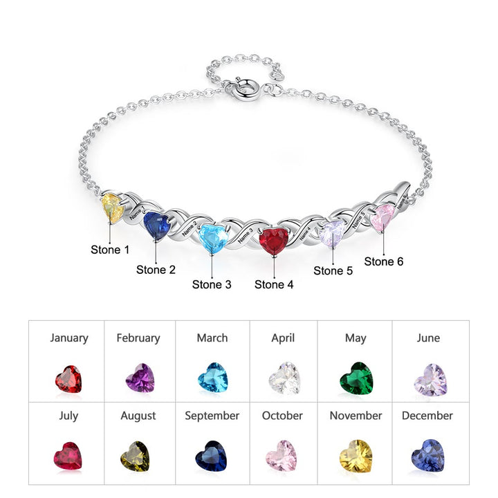 Olivenorma Bracciale personalizzato con pietra portafortuna della mamma inciso
