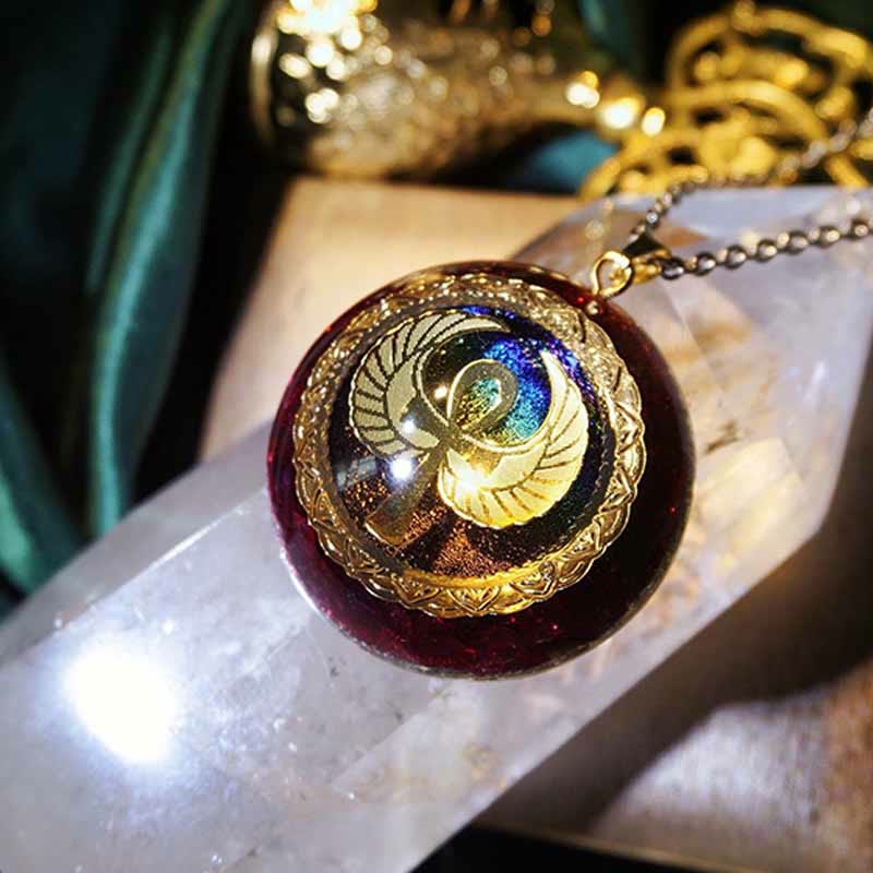Collana Olivenorma Granato Lapislazzuli Acquamarina Chiave della vita 
