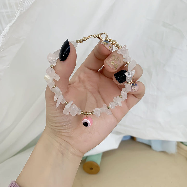 Braccialetto con ciondolo in ghiaia di cristallo naturale Olivenorma contro il malocchio 