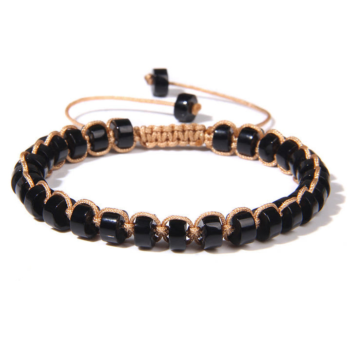 Bracciale intrecciato con perline di pietra naturale Olivenorma 