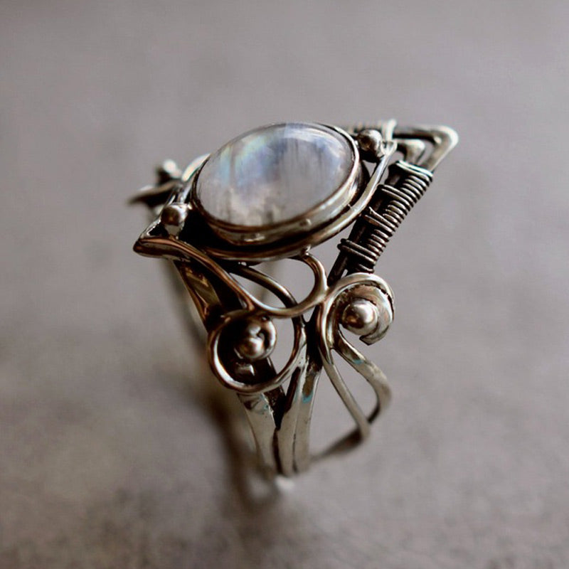 Anello vintage in pietra di luna Olivenorma 