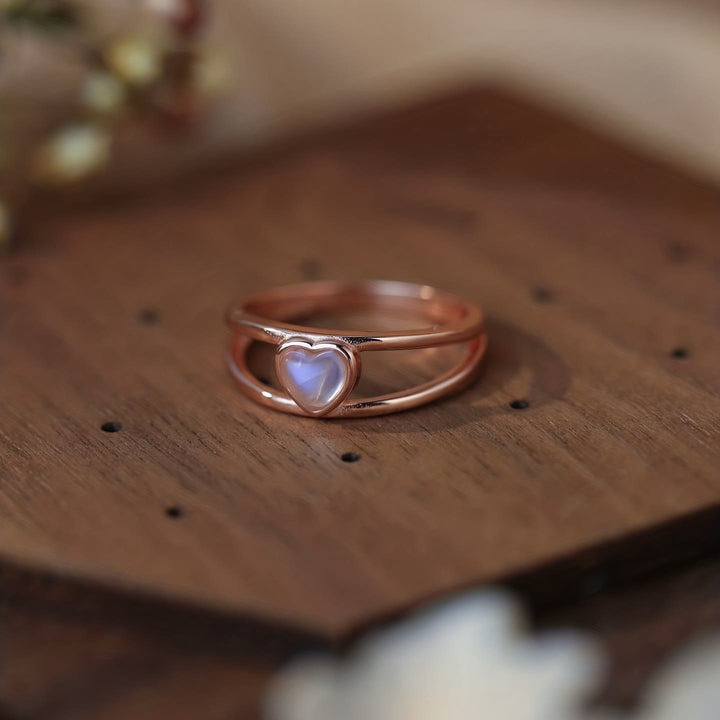 Anello in argento 925 a forma di cuore con pietra di luna naturale Olivenorma 