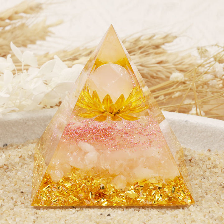 Olivenorma Cristallo Trasparente Simbolo Loto Piramide Orgonica