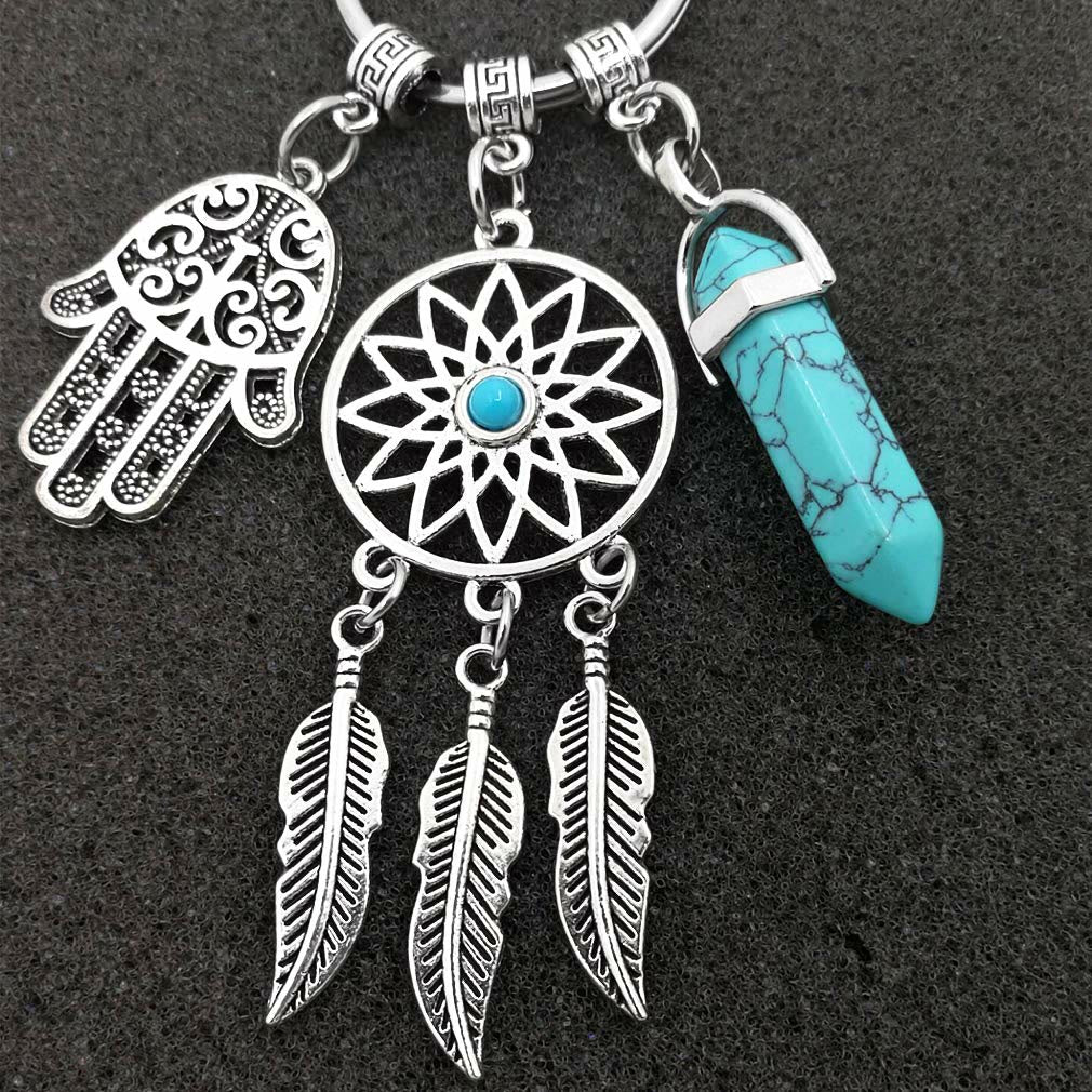 Olivenorma Natural Gemstone Dreamcatcher Ciondolo Hamsa Portachiavi