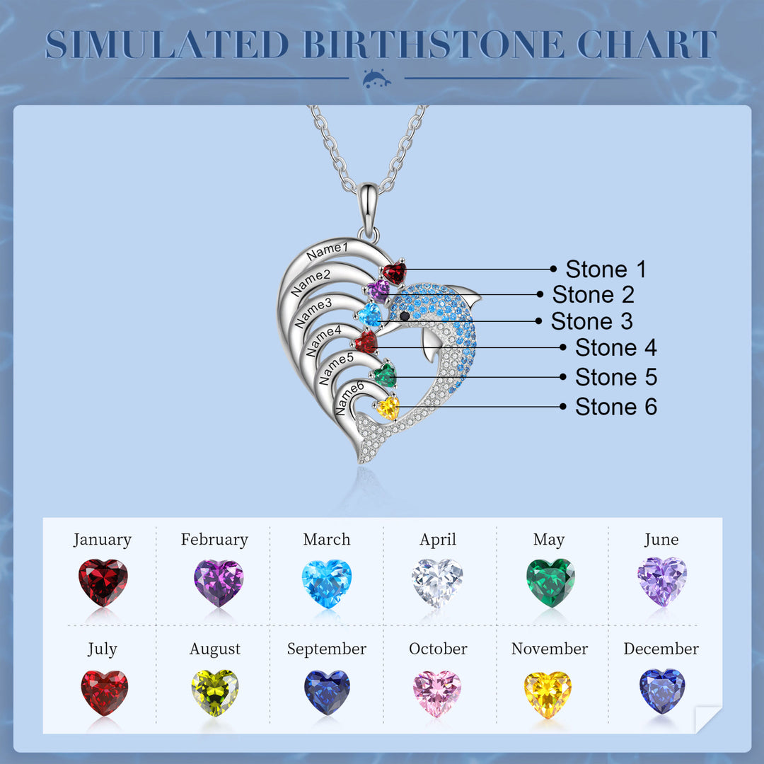 Collana con ciondolo in pietra incisa a forma di cuore di delfino Olivenorma - Argento - 6 Pietra portafortuna - image 5
