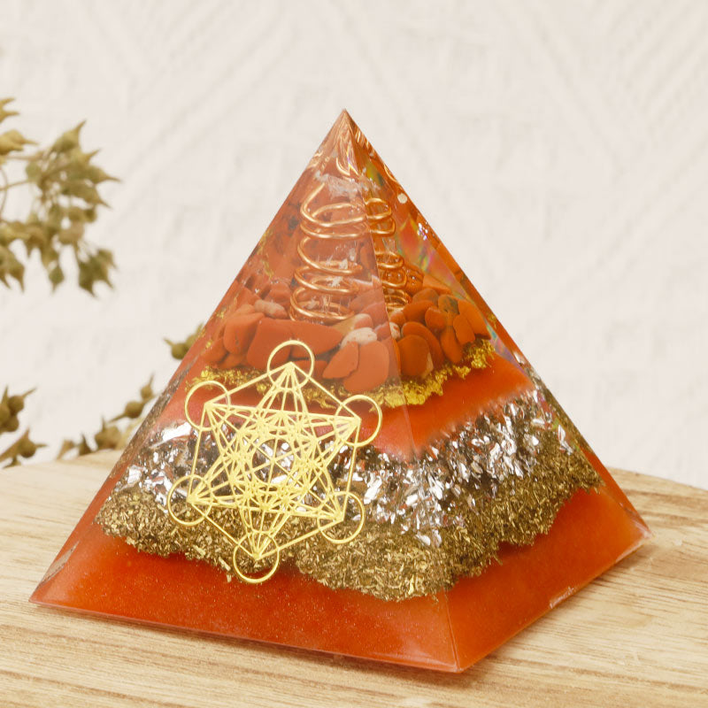 Olivenorma Metatron's Cube Pilastro di Cristallo Trasparente Piramide Orgonica 