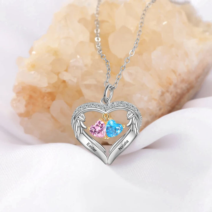 Olivenorma Collana regalo personalizzata con pietra portafortuna e nome inciso CZ