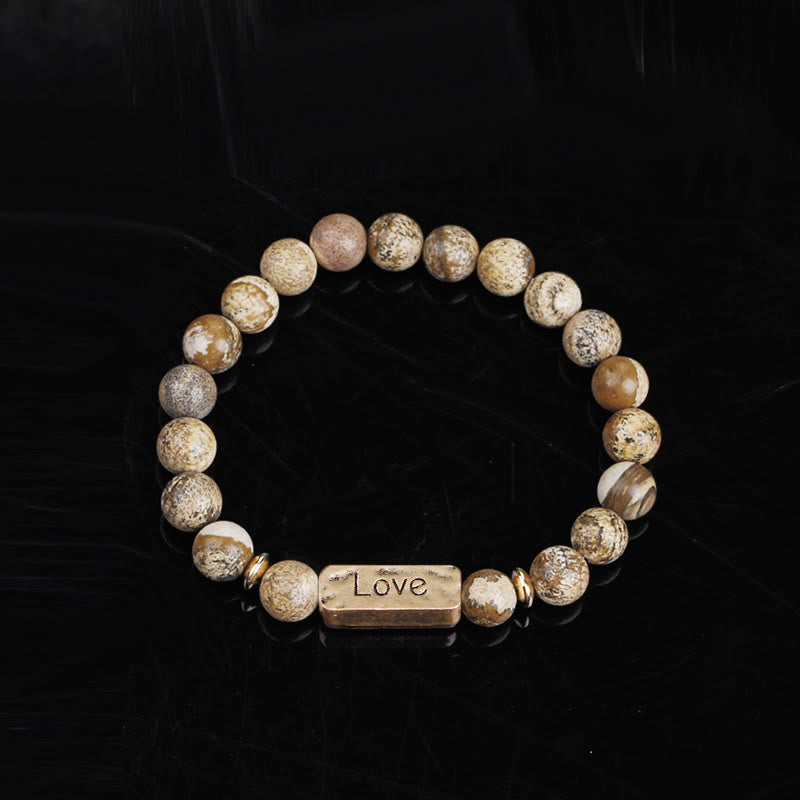 Bracciale con potente incisione Love Natural Gemstone Olivenorma