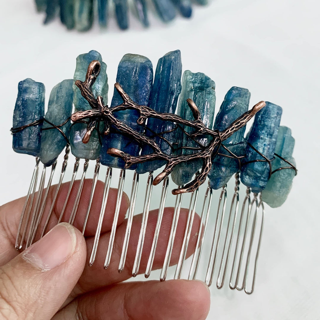 Olivenorma Natural Kyanite Crown Headband Pettine per capelli Gioielli