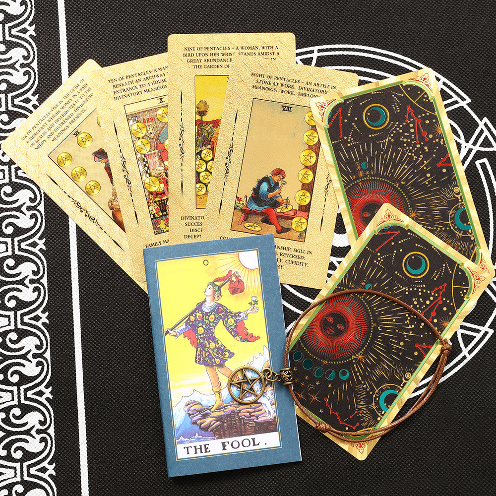 Olivenorma Bronzing Cosmic Red Sun Golden Tarot Deck Carte