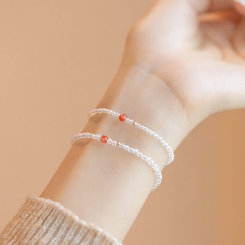 Gathering Fortune - Bracciale con pietre preziose di cristallo trasparente 