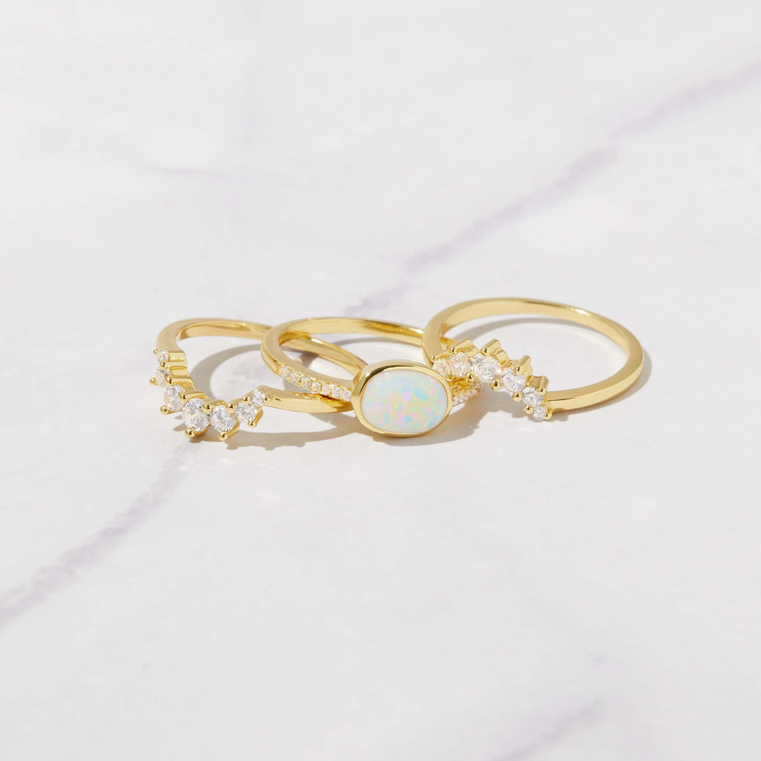 Olivenorma Opal Stacking Three Layer Ring