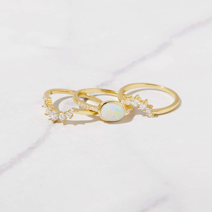 Olivenorma Opal Stacking Three Layer Ring