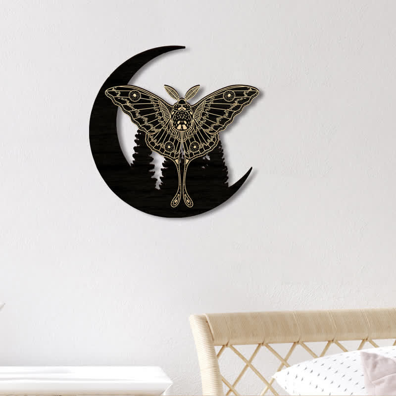 Decorazione da parete in legno Olivenorma Crescent Moon Moth