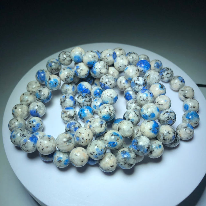 Bracciale di pietra energetica con perline di azzurrite naturale Olivenorma da 11 mm