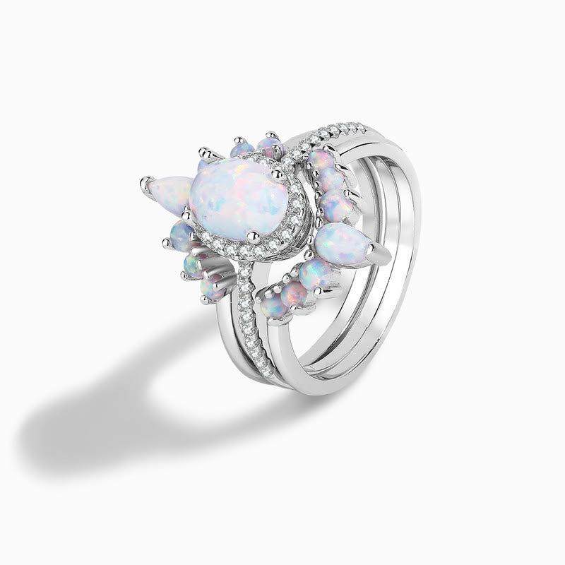 Anello multistrato Olivenorma in argento Sterling S925 con opale ovale 