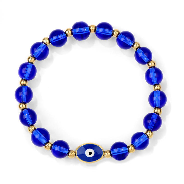 Olivenorma Braccialetto Occhio di Tigre Blu 8mm Malocchio