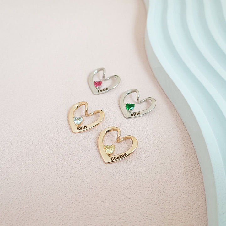 Olivenorma Braccialetto a catena con ciondolo a forma di cuore con pietra portafortuna e nome personalizzato