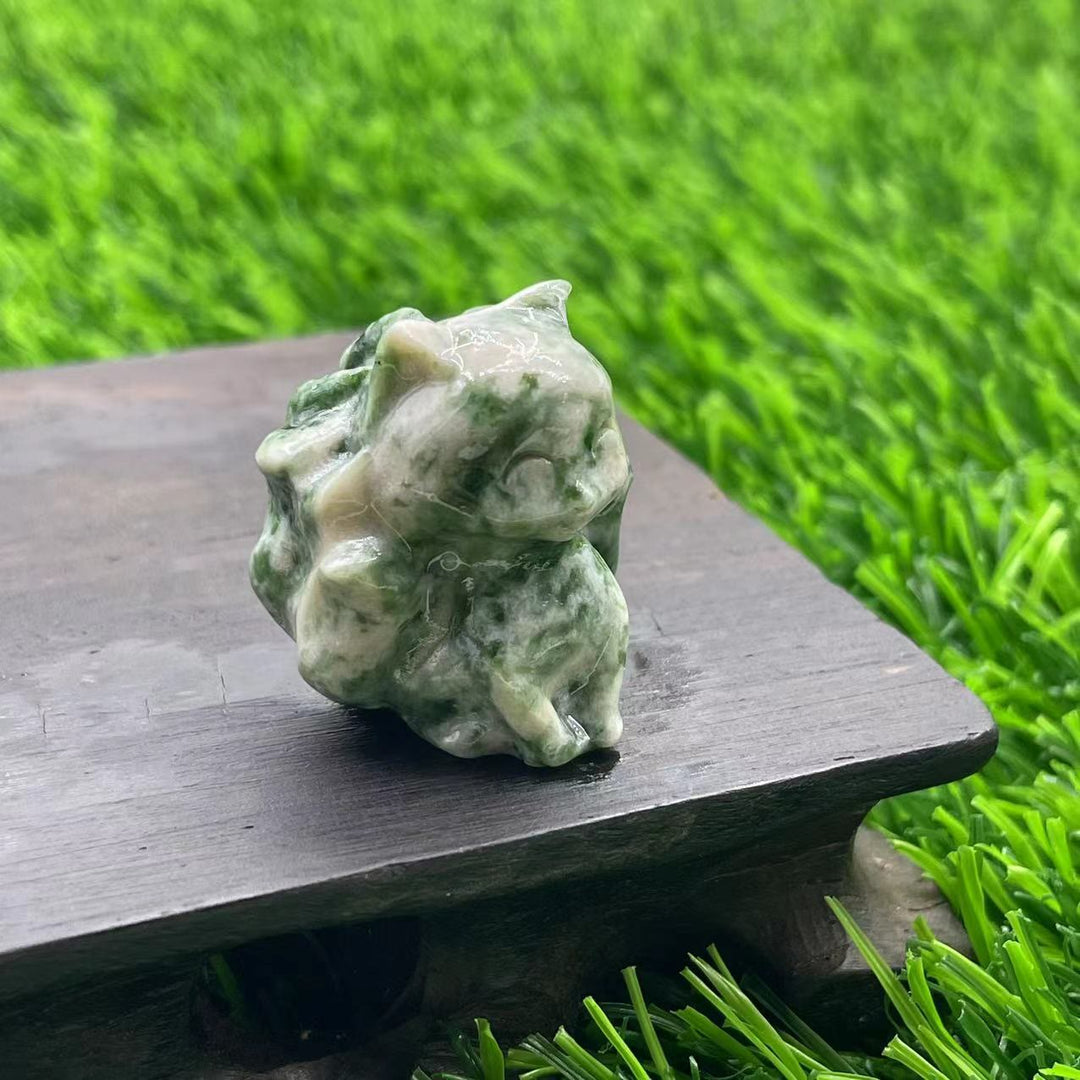 Olivenorma Pietra Naturale 3cm Decorazione in Pietra Preziosa a Forma di Volpe a Nove Code 