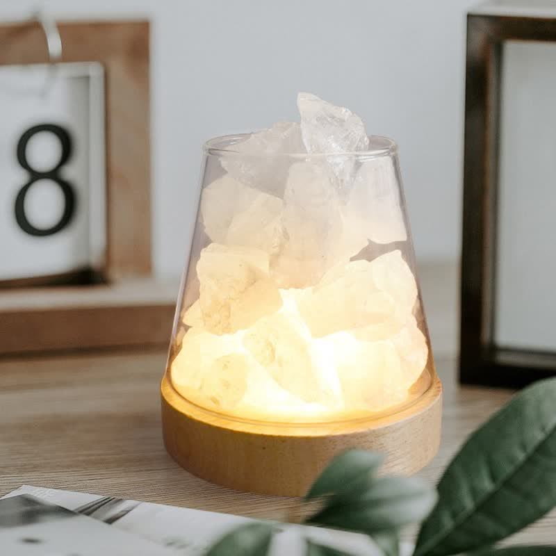 Olivenorma Calice di fuoco a forma di cristallo o lampada di sale rosa dell'Himalaya