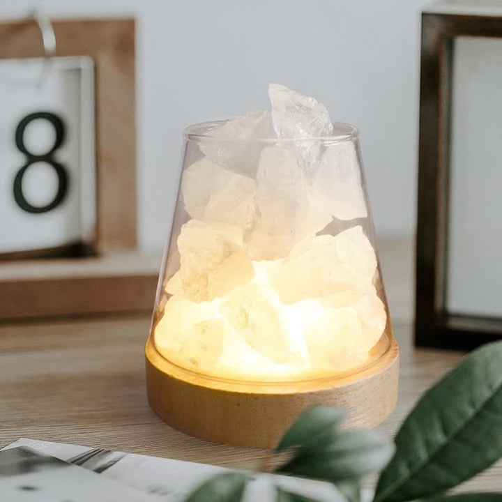 Olivenorma Calice di fuoco a forma di cristallo o lampada di sale rosa dell'Himalaya