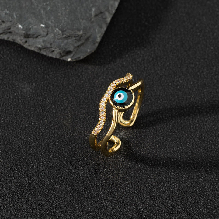 Olivenorma Anello Zircone Bianco Anello Regolabile Malocchio