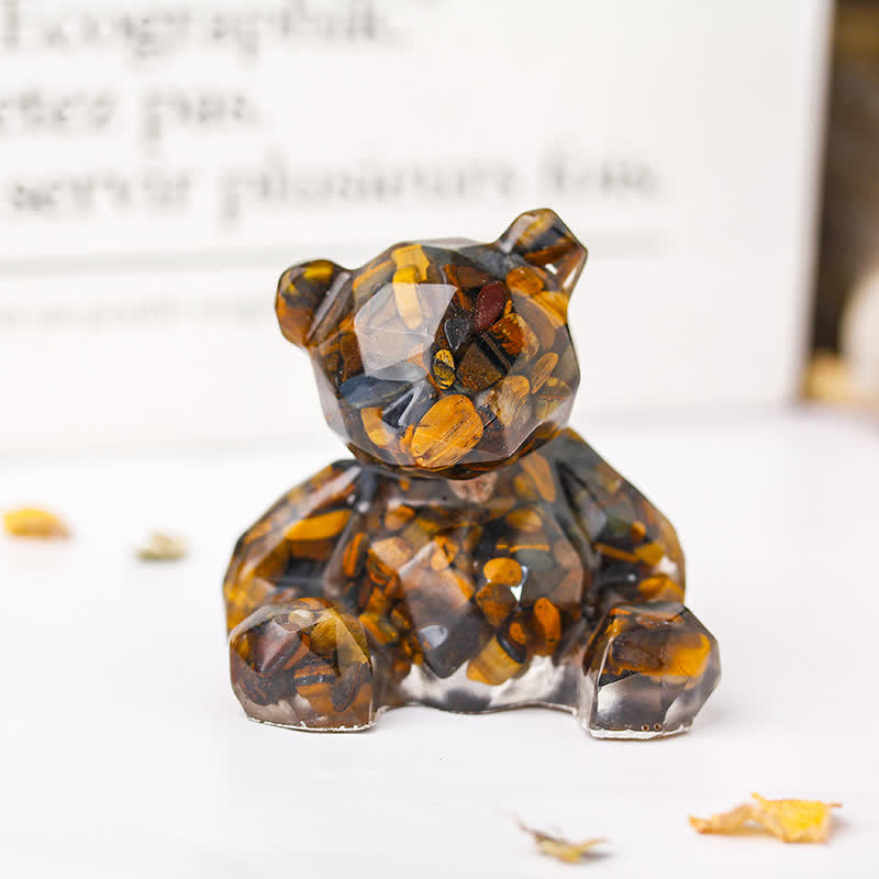 Decorazione con pietra preziosa a forma di orso seduto con specchio Olivenorma